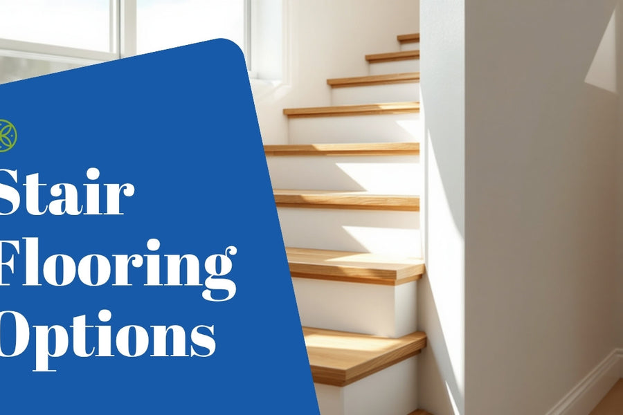 Staircase with wood treads and white risers - stair flooring options