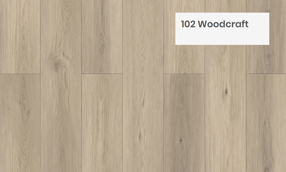 Close up of vinyl flooring in the colour 102 Woodcraft by Woden Flooring sold by Advanced Flooring in Kitchener-Waterloo.