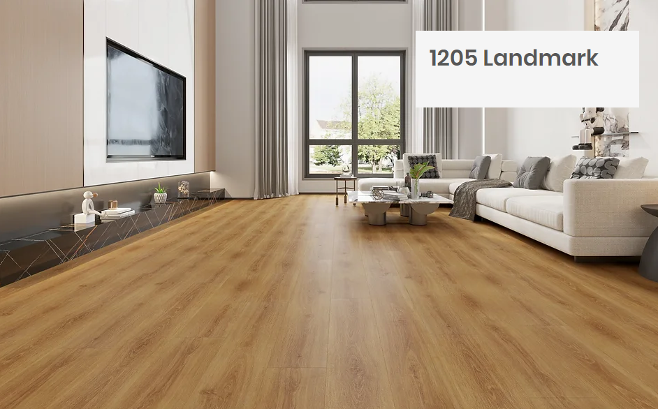 Modern room with 12mm Laminate installed in the colour 1205 Landmark by Woden Flooring sold by Advanced Flooring in Kitchener-Waterloo.