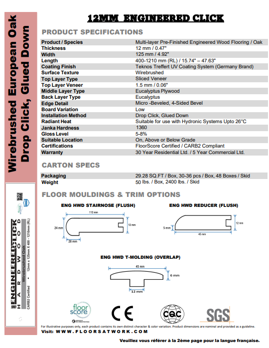 Whisky - NAF 5" x 12mm OAK Engineered Hardwood Click