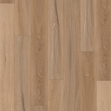 Close-up of a wooden floor with a warm brown color.