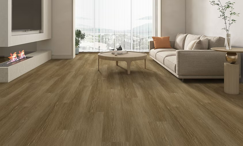 Loose lay 5mm vinyl flooring by Woden featuring wide planks and strong durability. Canada-wide delivery is available.