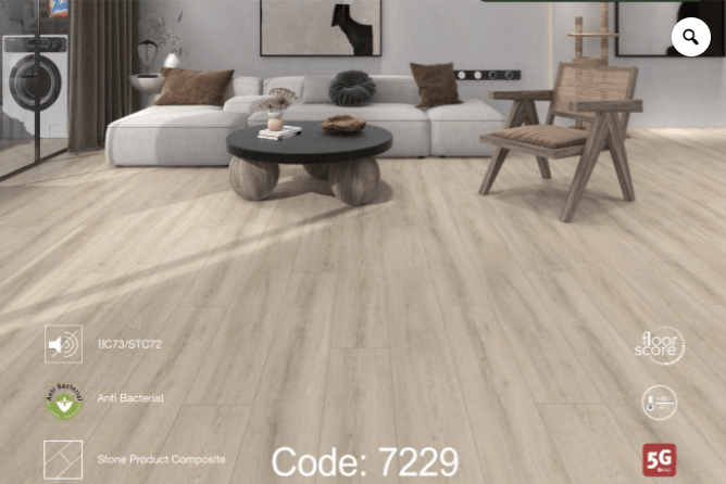 A modern bedroom which displays the beautiful look of Riche vinyl flooring.