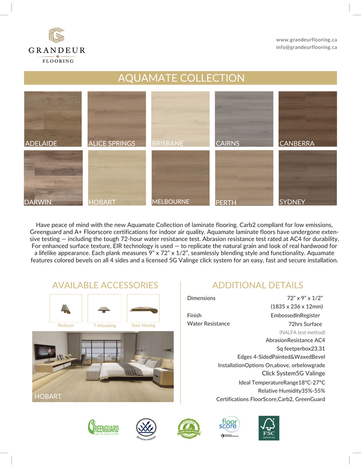 Brisbane  -GRANDEUR Aquamate Collection 12mm Laminate