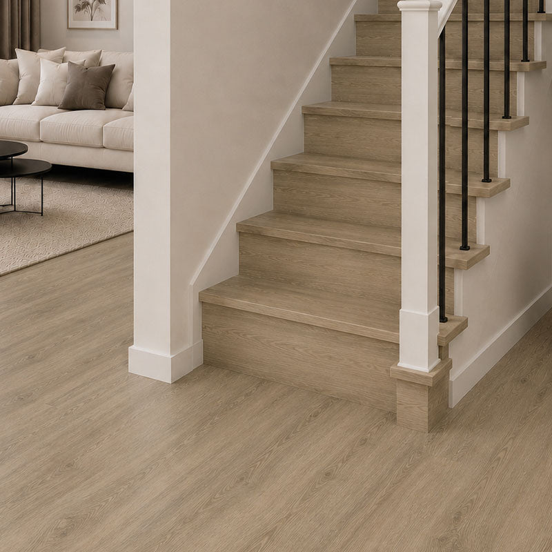 Essor 57606291 - 1867 Flooring 9mm Vinyl Evolution Apogee - matching WPC stair kit installed