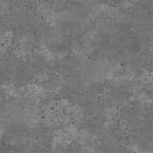 Close-up view of grey luxury vinyl tile with a textured pattern.