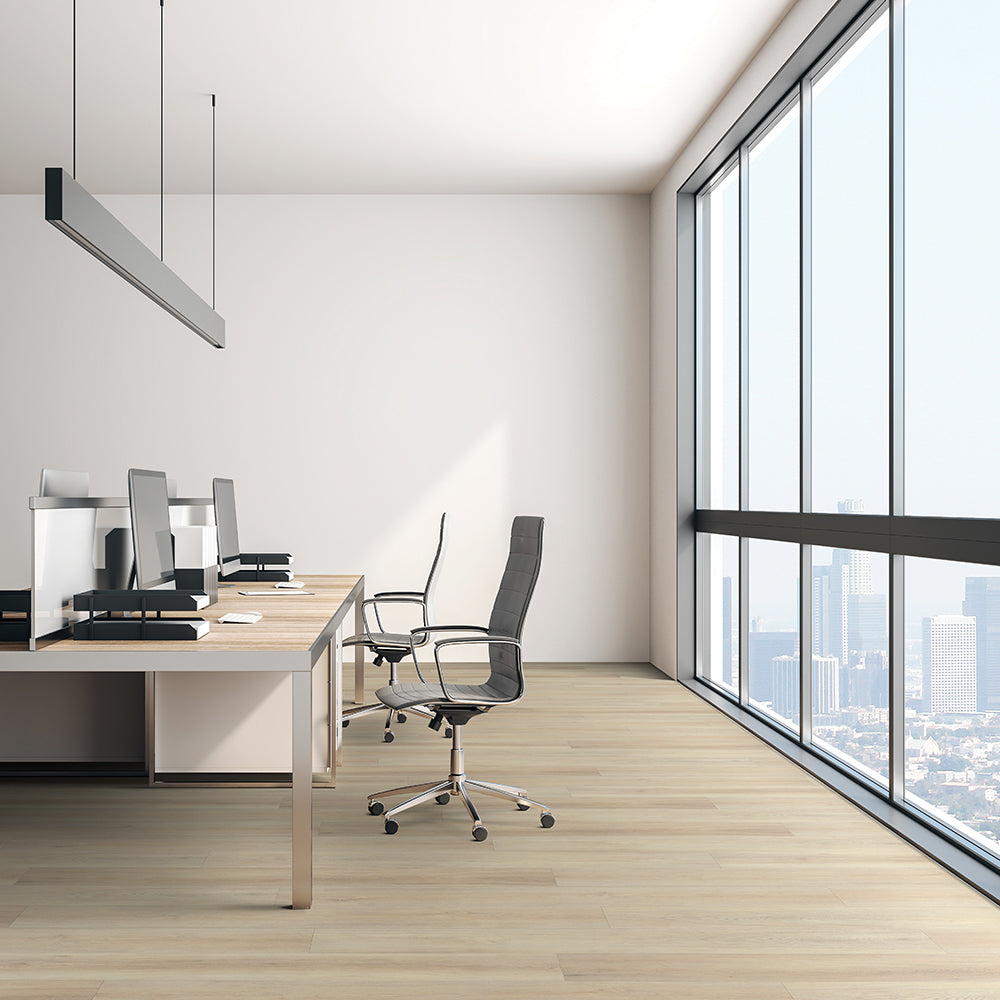 Modern office space with Beaulieu SPC vinyl flooring in Comores 2318
color. Available at Advanced Flooring Waterloo. 