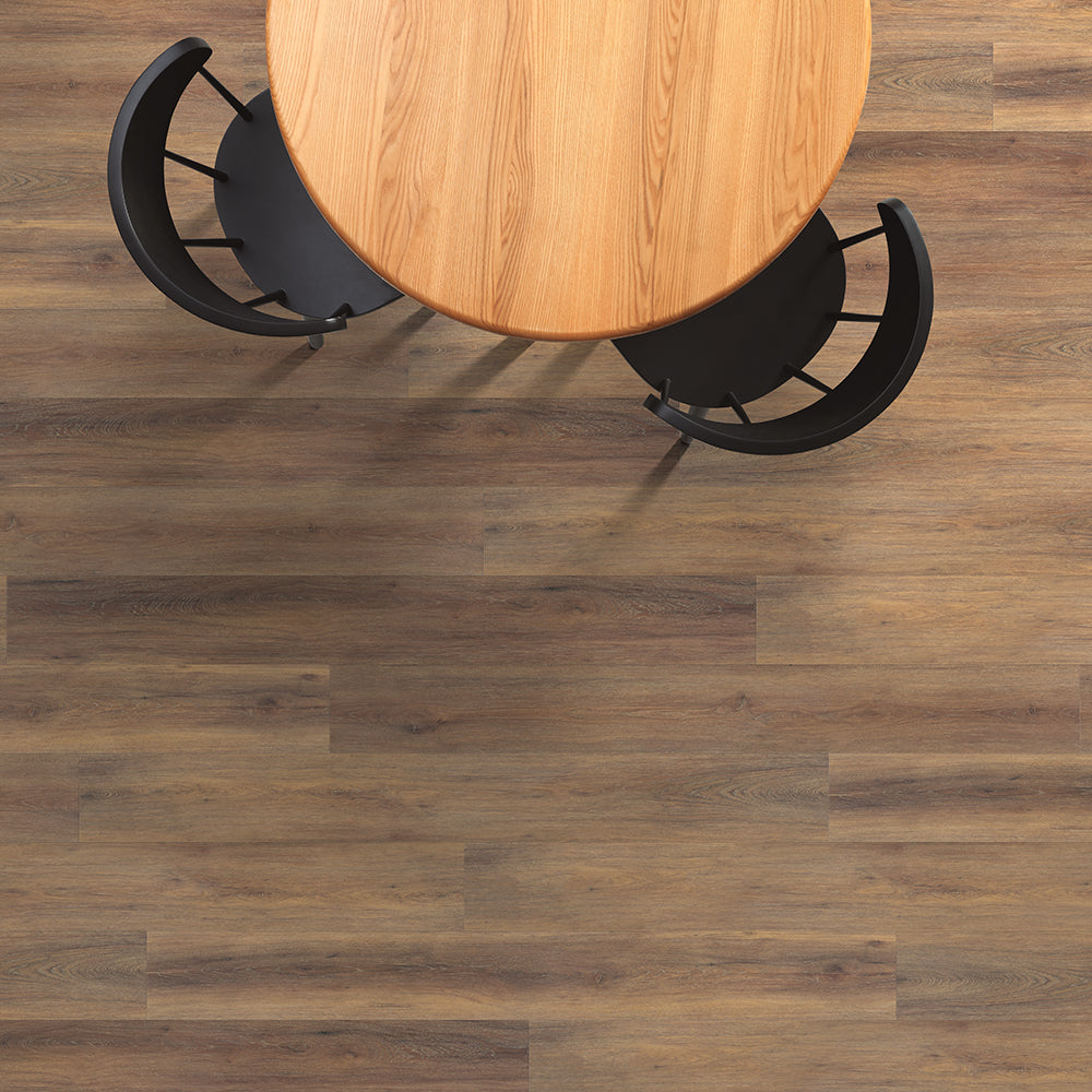Close-up of Malay 2320 6.5mm SPC vinyl flooring in natural wood finish.