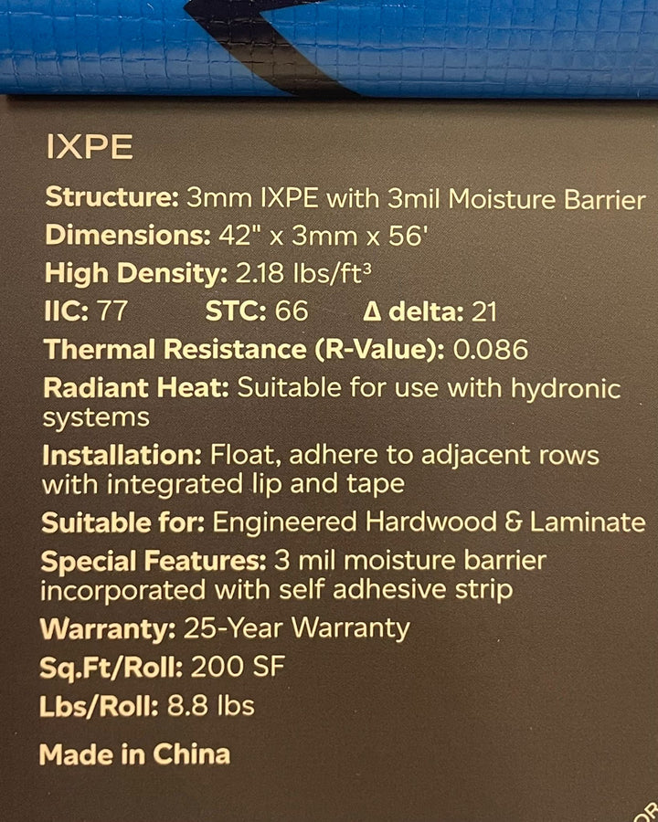 Big Blue 3mm IXPE with 3mil Moisture Barrier Fuzion Underlay