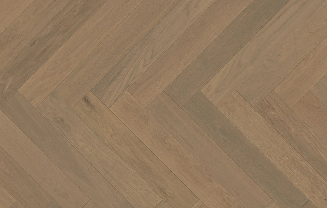 Blush Cove Herringbone - Fuzion Victoria White Oak 5" x 9/16" x 24" Engineered Hardwood