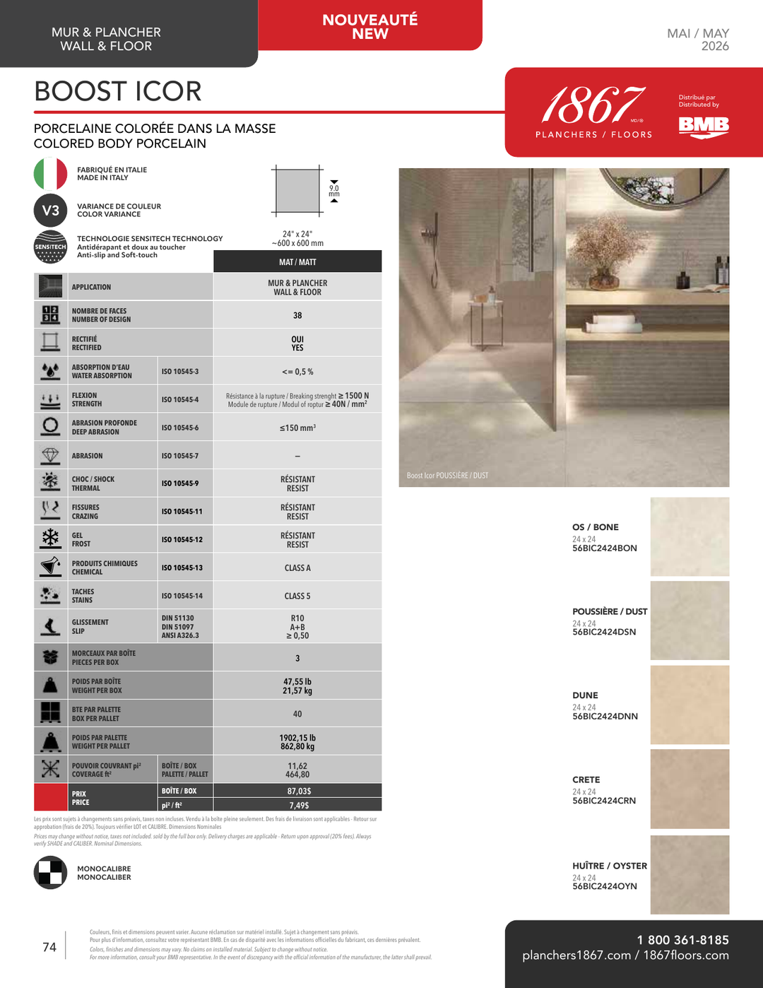Boos Icor - 1867 Porcelain Tile 24"x24"