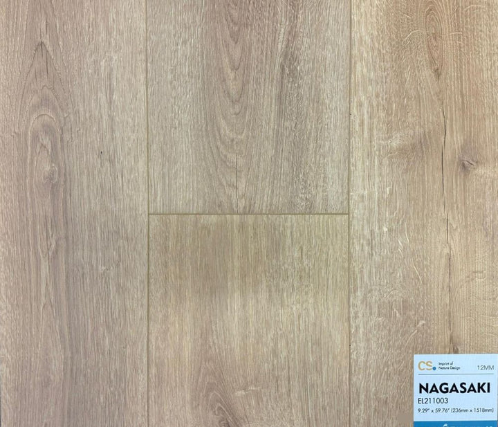 Canadian Standard waterproof laminate flooring sample, featuring natural oak tones and ultra-realistic wood texture. Ideal for modern interiors, available at Advanced Flooring Waterloo.
