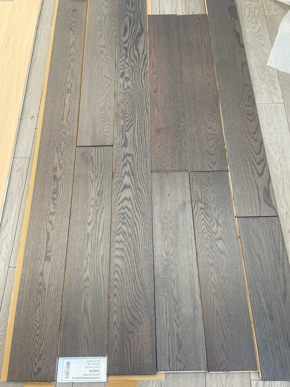 Planks of Charcoal VIDAR premium American Oak engineered hardwood flooring.
