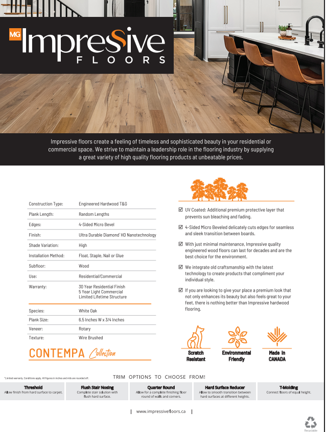 Natural - Impressive Floors Contempa Engineered Hardwood T&G