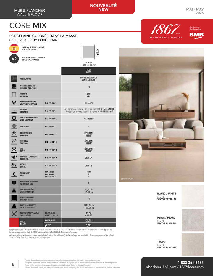 Core Mix - 1867 Porcelain Tile 24"x24"