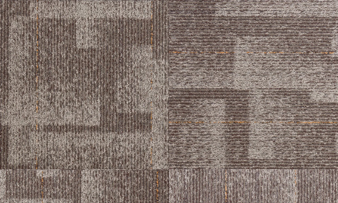 Patterned carpet with brown and gray squares