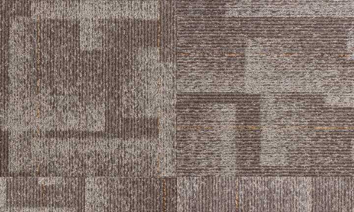 Patterned carpet with brown and gray squares