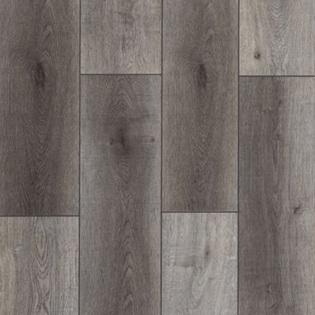 Close-up of gray wood-patterned flooring tiles