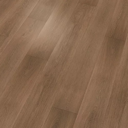 Light brown wood-look flooring planks with a realistic grain pattern and subtle sheen.