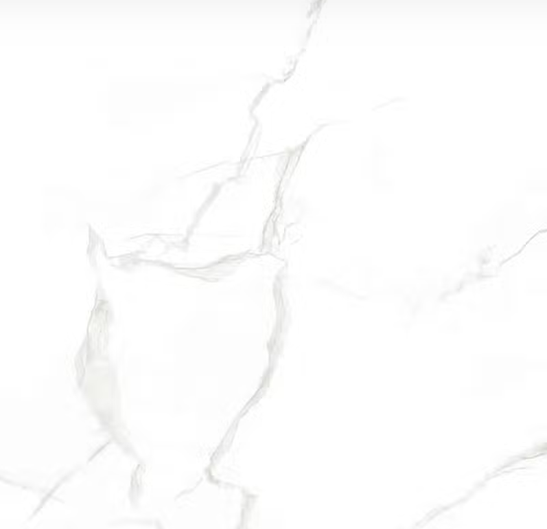 A white porcelain ceramic tile with a marble-effect pattern and polished finish.