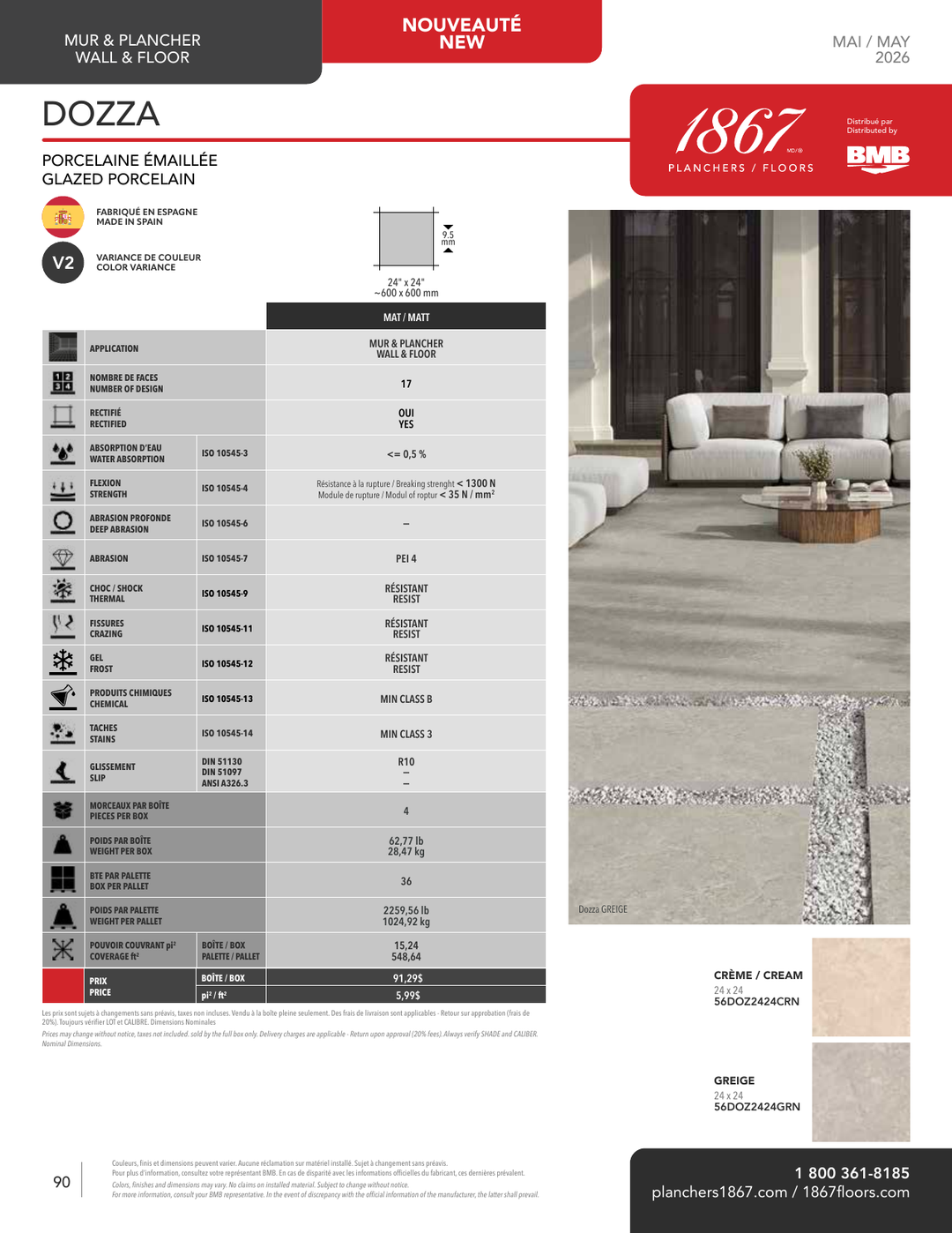 Dozza - 1867 Porcelain Tile 24"x24"