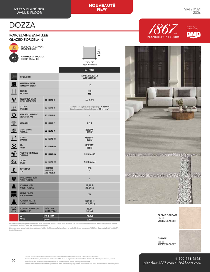 Dozza - 1867 Porcelain Tile 24"x24"