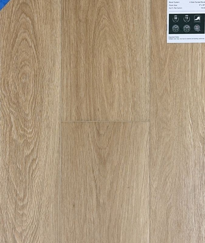 Close-up texture of Alba Wood luxury vinyl plank flooring, showing realistic wood grain finish and 8mm thickness, durable for homes and offices.
