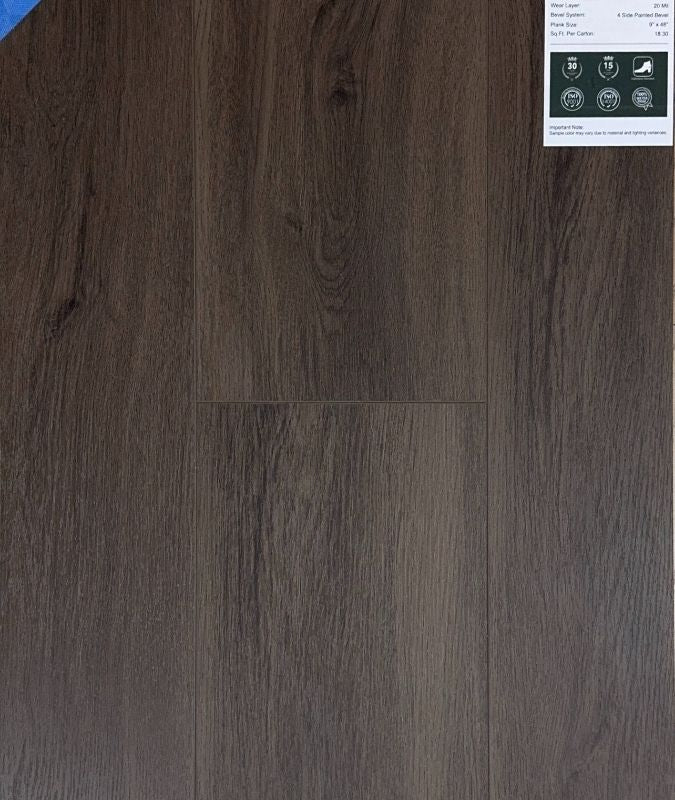 Everest Plus Expresso Grove 8mm SPC flooring sample, waterproof construction, pet-friendly surface by Advanced Flooring Waterloo, shipping Canada-wide.