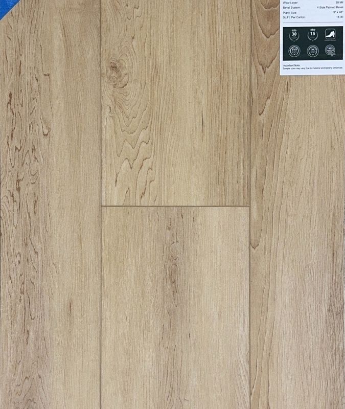 Natural Breeze SPC vinyl plank flooring sample from Advanced Flooring Waterloo, installed in a bright living room for a modern natural look.