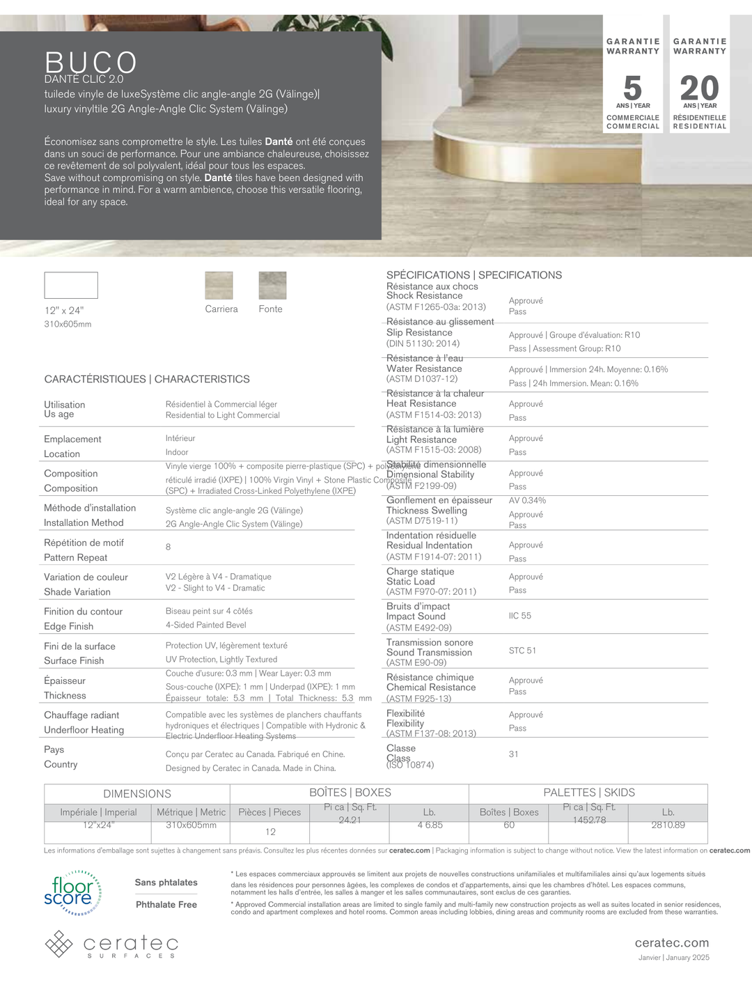 Buco Carriera - Ceratec Vinyl Tile 5.3mm Dante Clic 2.0