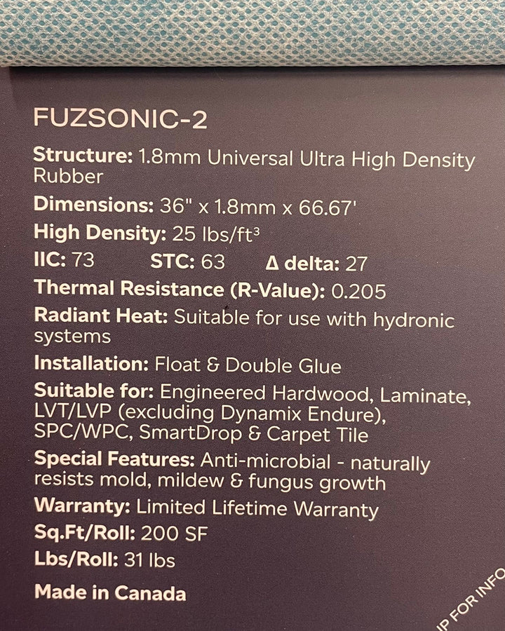 Fuzsonic 1.8mm Universal Ultra High Density Rubber Fuzion Underlay