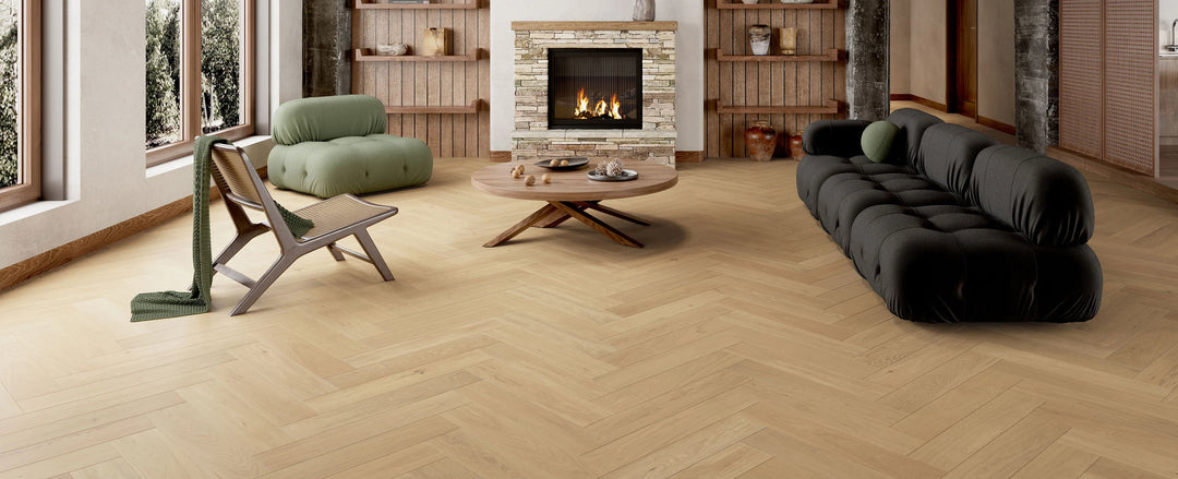 Golden Harbour Herringbone - Fuzion Victoria White Oak 5" x 9/16" x 24" Engineered Hardwood