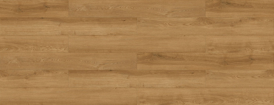 LV323 Tremblant medium oak wood look laminate plank flooring with a natural grain pattern and warm tan-brown tones. Available at Advanced Flooring Waterloo. 