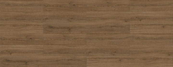Close-up of LV328 Zermatt, brown wood-look laminate flooring planks with a natural grain texture. Available in KW and close by areas. 