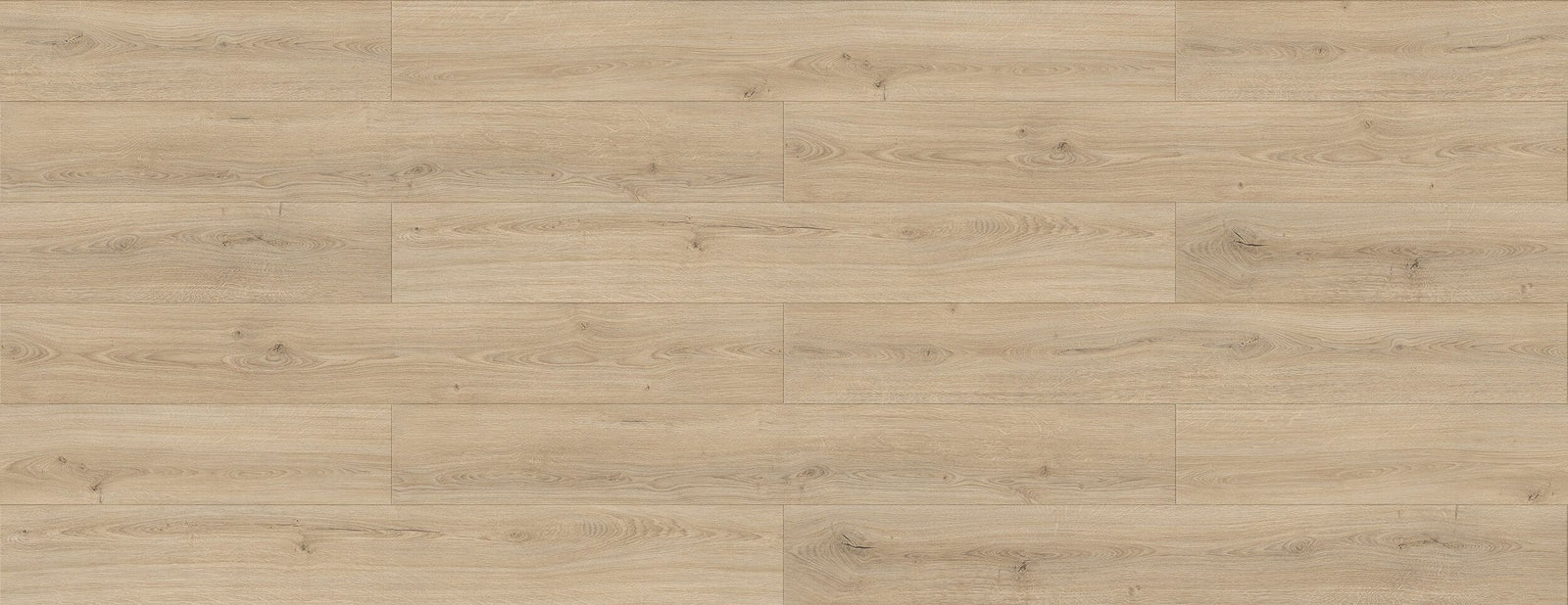 Light oak rustic-look laminate flooring planks with a natural grain pattern in warm beige and light brown tones. Waterloo & Kitchener 