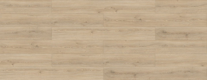Light oak rustic-look laminate flooring planks with a natural grain pattern in warm beige and light brown tones. Waterloo & Kitchener 