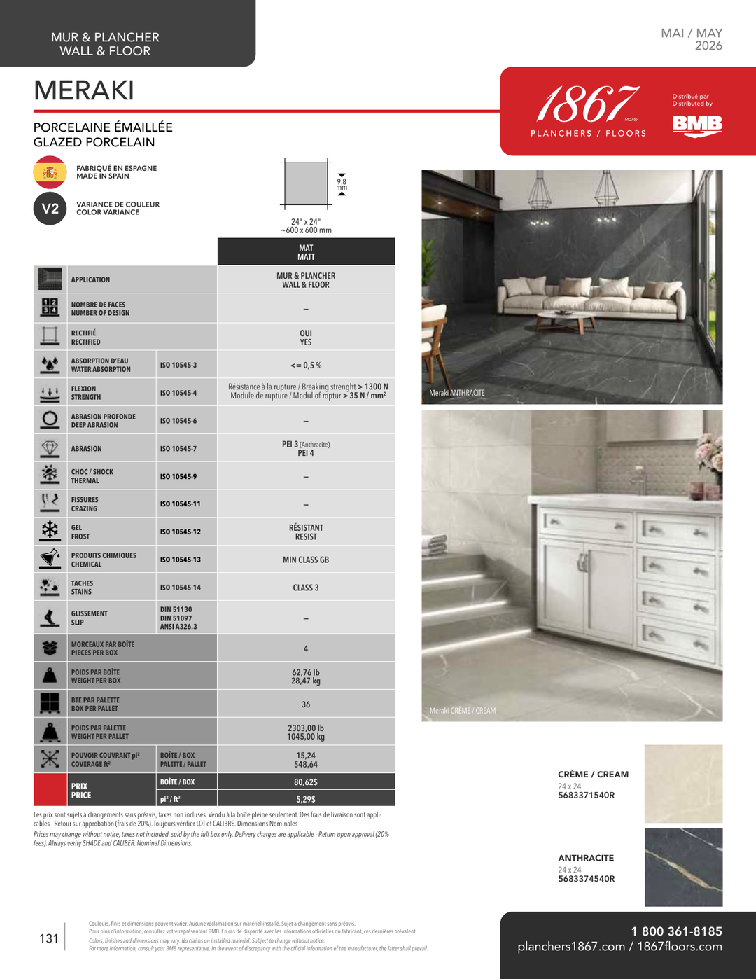 Meraki - 1867 Glazed Porcelain Tile 24"x24"
