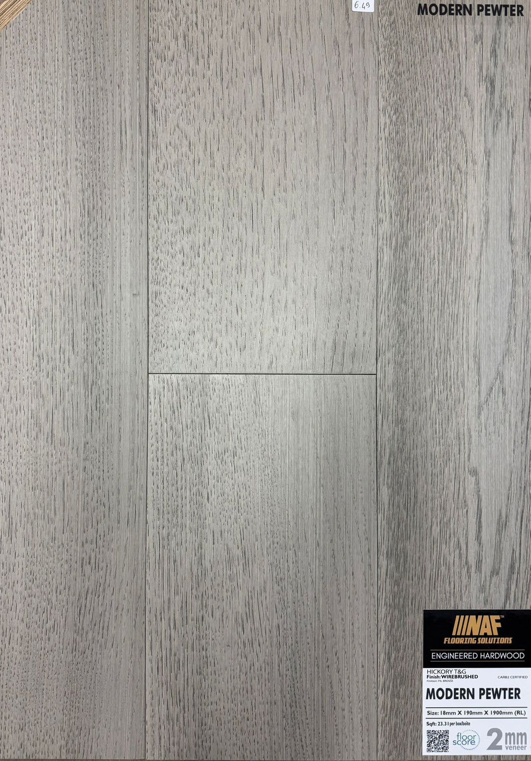 Modern Pewter - NAF 7.5''x18mm HICKORY Engineered Hardwood