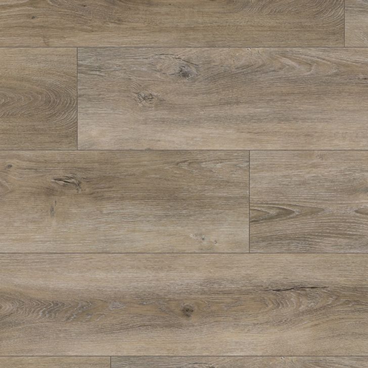 Close-up of wood-patterned flooring with a focus on texture and color.