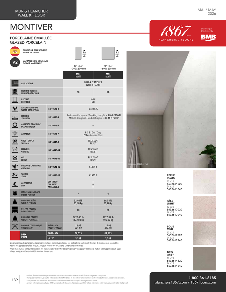 Montiver - 1867 Glazed Porcelain Tile