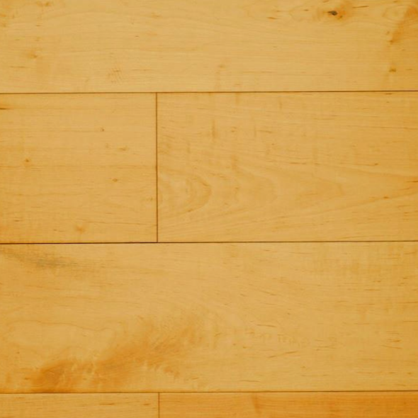 Close-up showing the texture and color of Natural NAF maple engineered hardwood flooring.