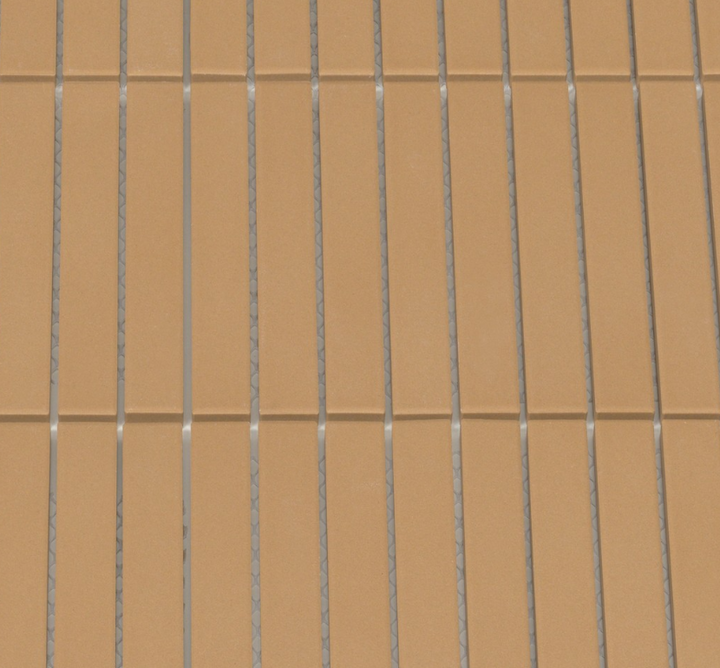 Close-up of brown tiles with vertical grout lines
