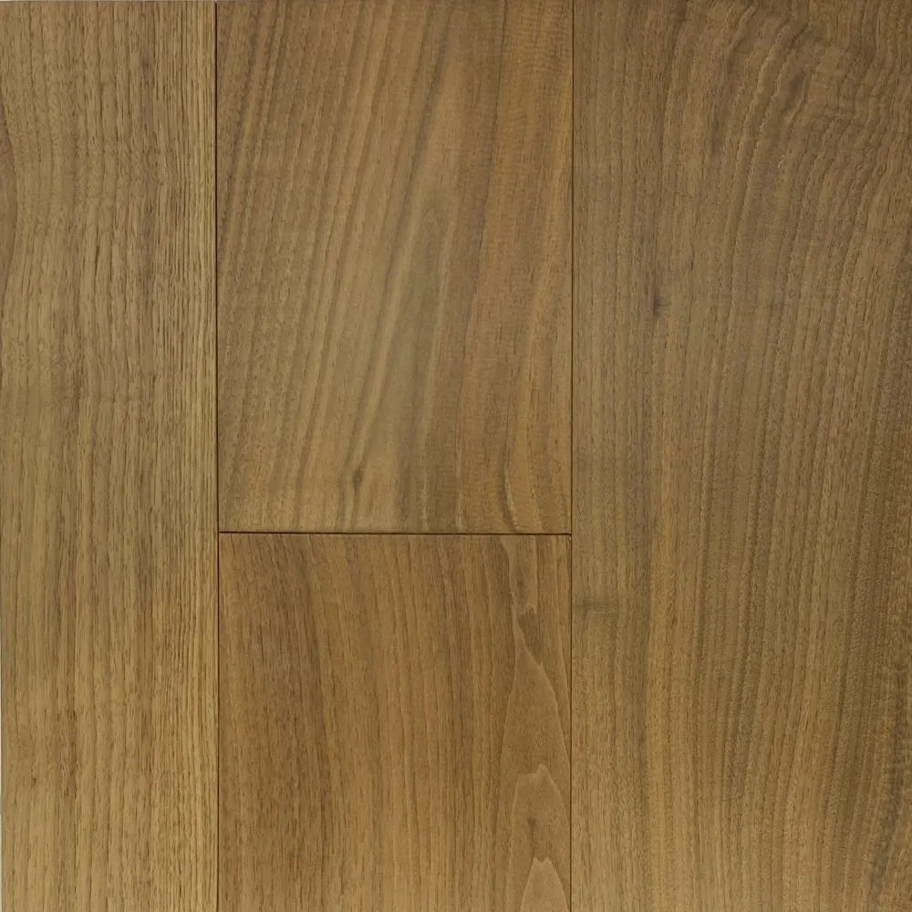 Close-up of a wooden floor tile with a brown finish