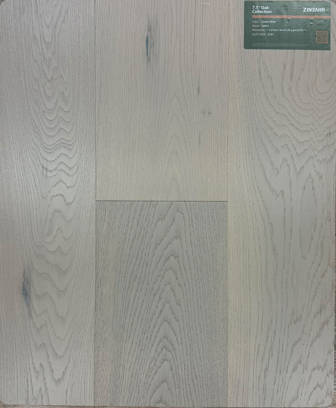 Oyster White - Zinbahr 7.5" Oak Collection Engineered Hardwood ¾"