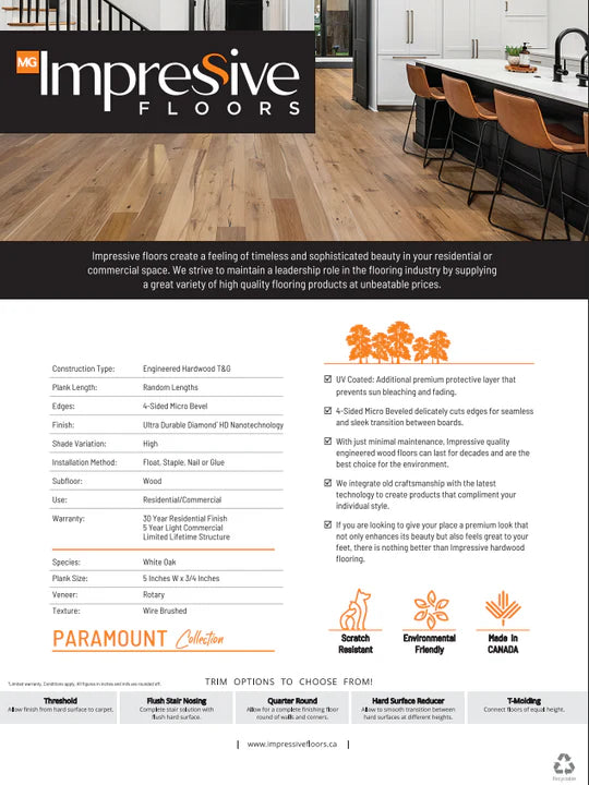 Natural - Impressive Floors Paramount Engineered Hardwood T&G