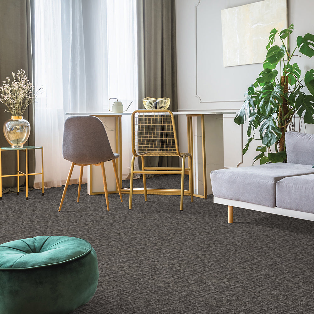 Durable and plush Tryesse Pro broadloom carpet in neutral tones