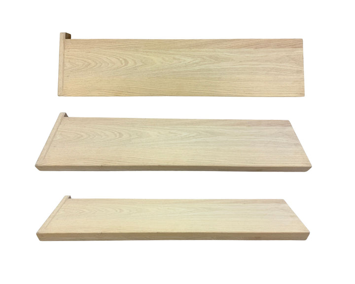 Red oak unfinished stair tread 42" with one side, available at Advanced Flooring.  