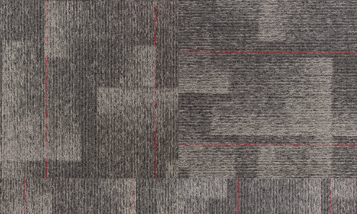 Textured gray carpet with a checkered pattern