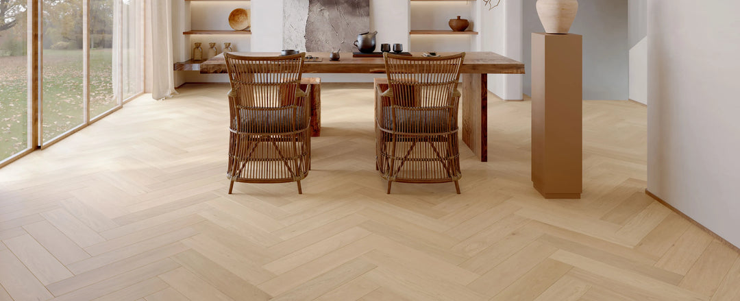 Rosewood Bay Herringbone - Fuzion Victoria White Oak 5" x 9/16" x 24" Engineered Hardwood