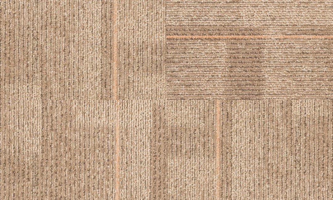 Textured beige carpet with a checkered pattern